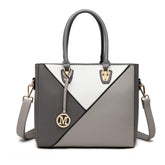 Miss Lulu Handbag Leather Look Geometric Ombre Shoulder Bag (Grey)